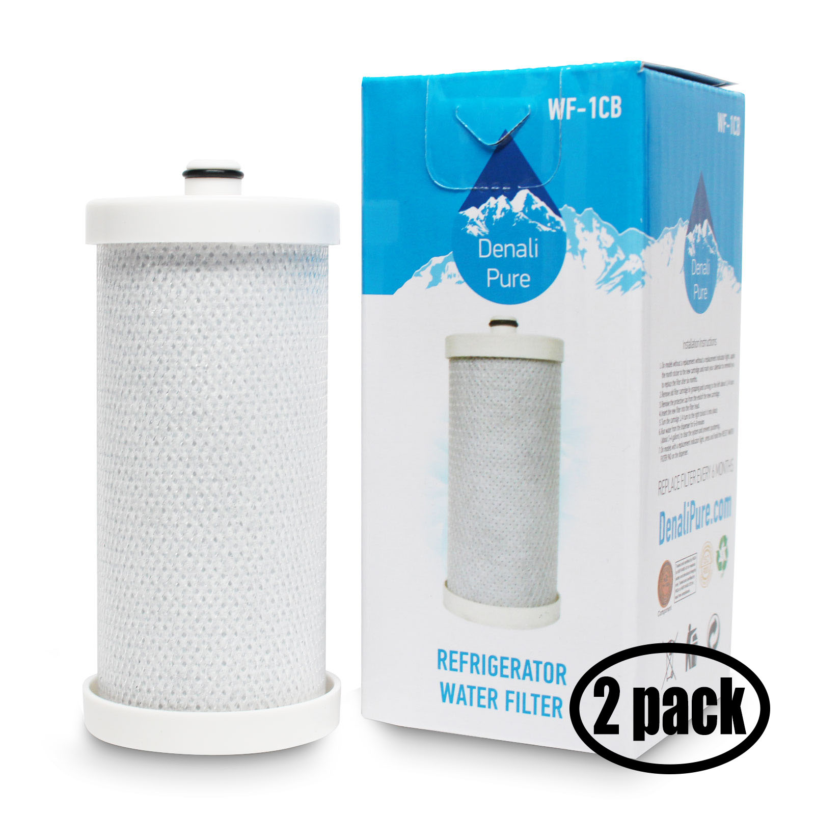 2-Pack Replacement for Kenmore / Sears 25376823402 Refrigerator Water Filter - Compatible with Kenmore / Sears 46-9910 Fridge Water Filter Cartridge - Denali Pure Brand